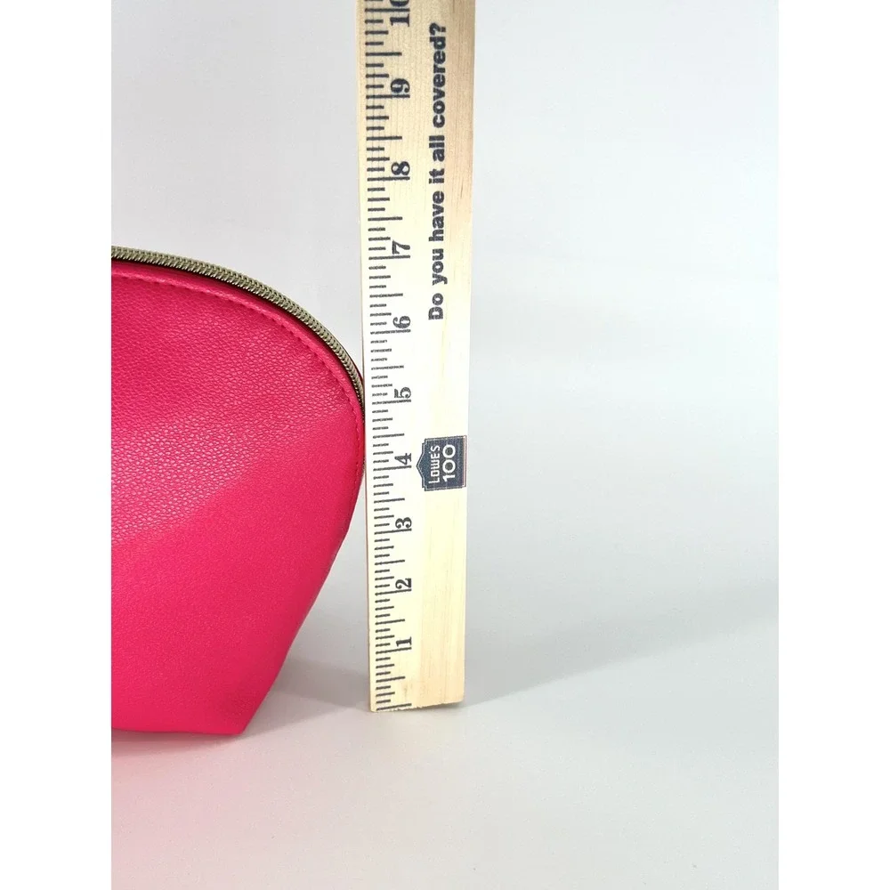 Trina Turk Pink Cosmetic Makeup Bag Case Pouch Faux Leather Travel Organizer New